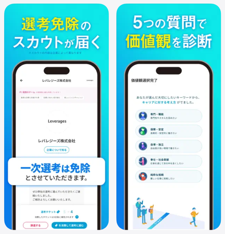 キャリアチケット就職スカウト選考免除のスカウトが届く