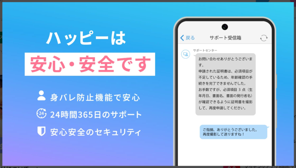 ハッピーは安心・安全です