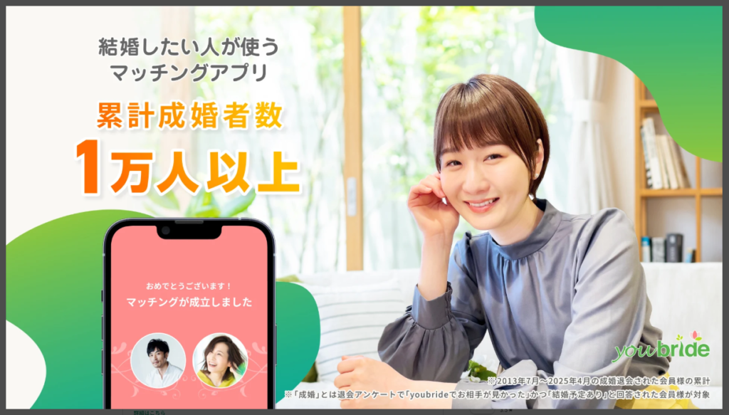 【youbride】累計成婚者数1万人以上