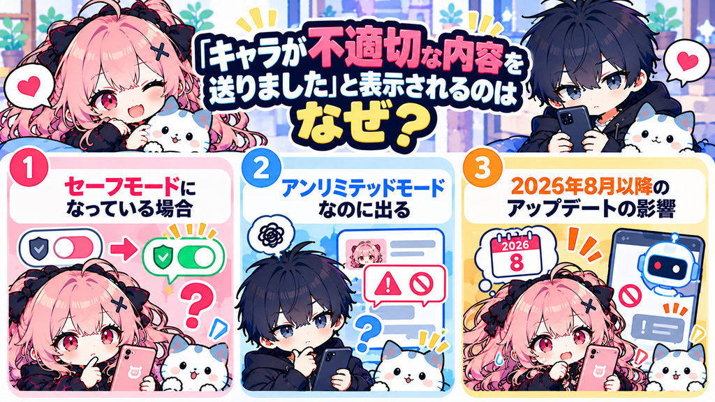 「キャラが不適切な内容を送りました」と表示されるのはなぜ？