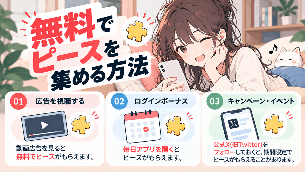 無料でピースを集める方法